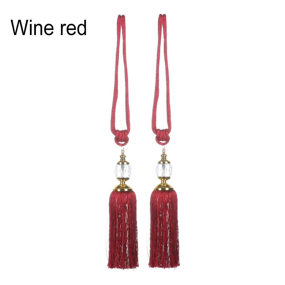 wine red 2 шт Шторы веревка для оттяжки кисточкой из бисера висит Ремни мяч домашнее украшение Красочный Держатель для штор - Цвет: wine red