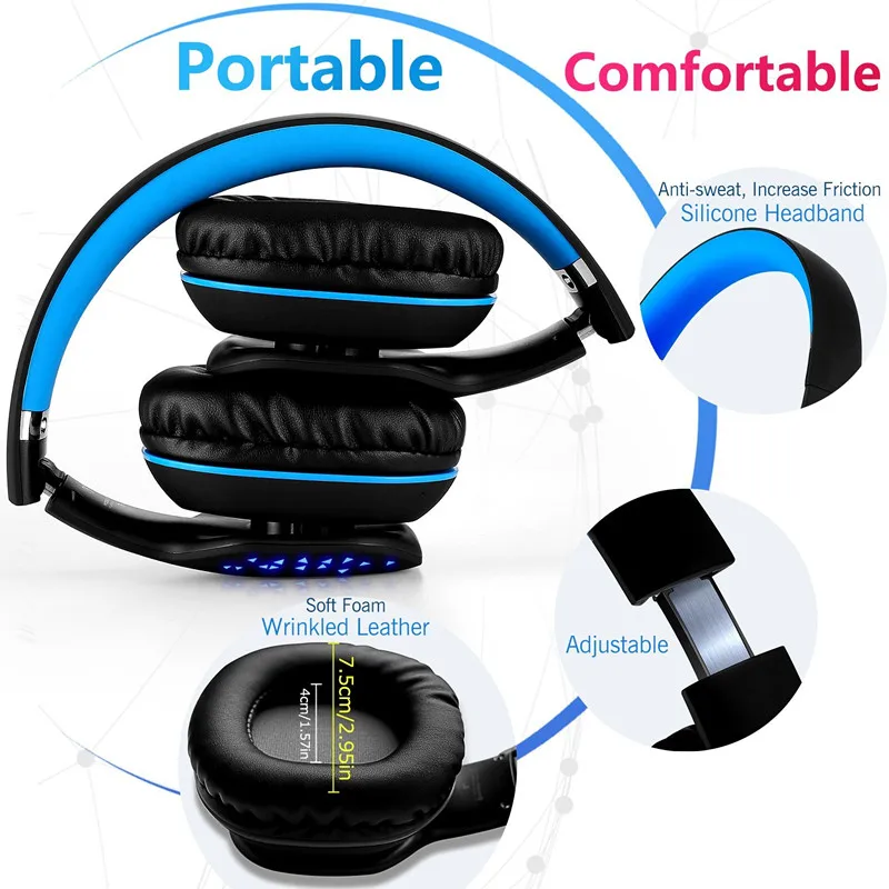 Beexcellent Q2 Беспроводной Bluetooth складные наушники HiFi стереогарнитура с микрофоном