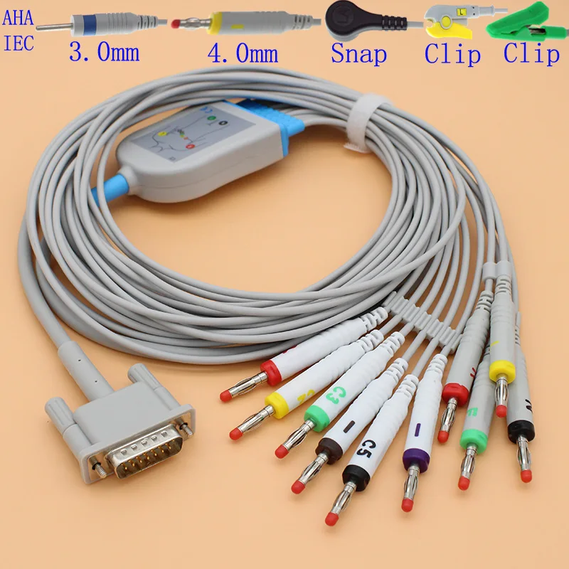 ECG EKG M3703A/C 10 проводной кабель и электрод leadwire для монитора HP M1770A/M1771A/M1772A/M1723 3 0 din/4