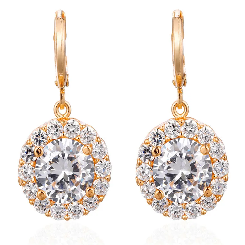 New Brand Fashion Round Shaped Inlay Clear Cubic Zirconia Women Delicate Drop Earring LDDZE0042 | Украшения и аксессуары
