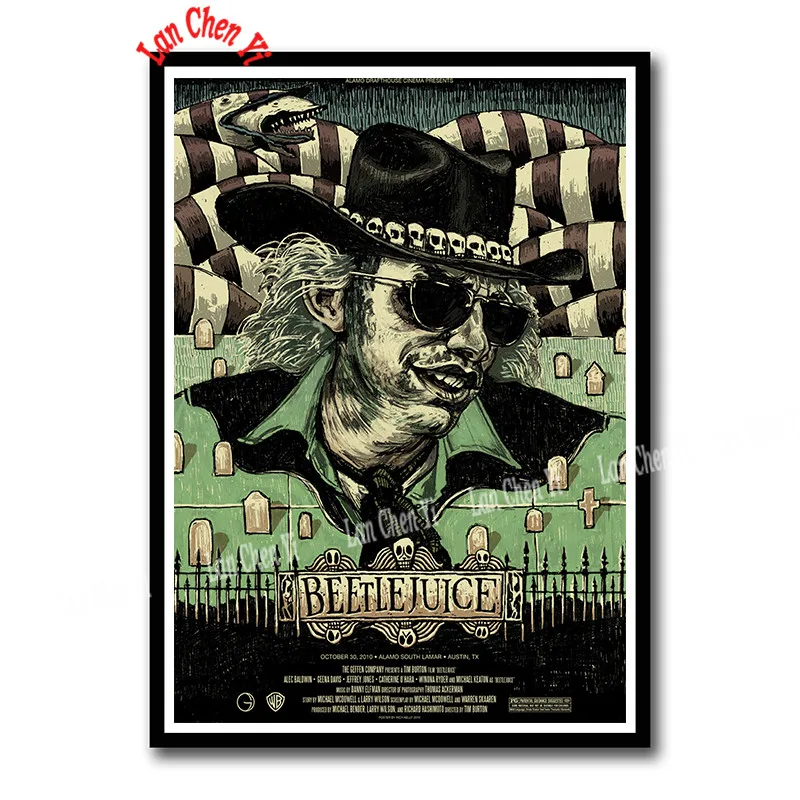 Серый Фильм ужасов Beetlejuice с покрытием бумажный плакат настенная живопись для бара комнаты декорации Декор для дома 42*30 см - Цвет: Серый
