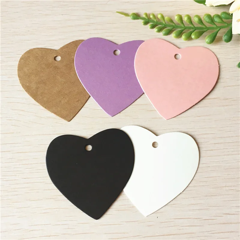 500Pcs/Lot Heart Shape Kraft Paper Cardboard For Jewelry Wedding Candy Cake Carrying Cases Price Tag Packing Hang Tags |