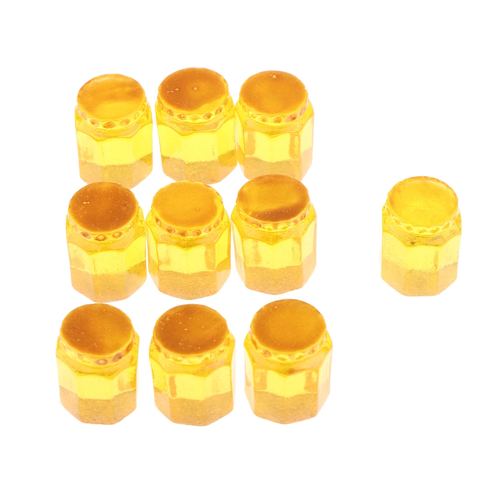 10 Pieces 1/12 Dollhouse Miniature Canned Food Honey Jars Jam Jar Kitchen Decorations Groceries Accessories Yellow / Red |