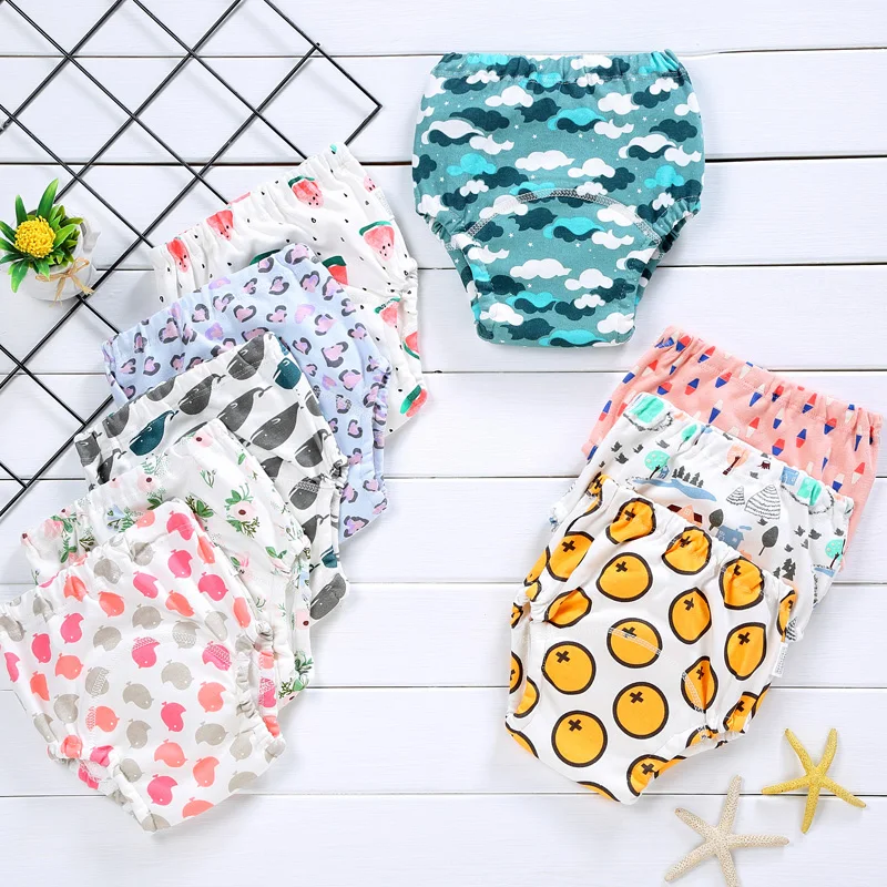 Reusable Baby Potty Training Pants Waterproof Infant Boys Girls Underwear Panties Cotton Washable Nappies Cloth Diapers