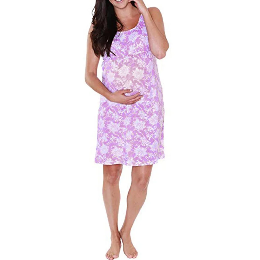 

Women's Pregnancy Floral Print Dress Maternity Sleeveless Sundress Clothing