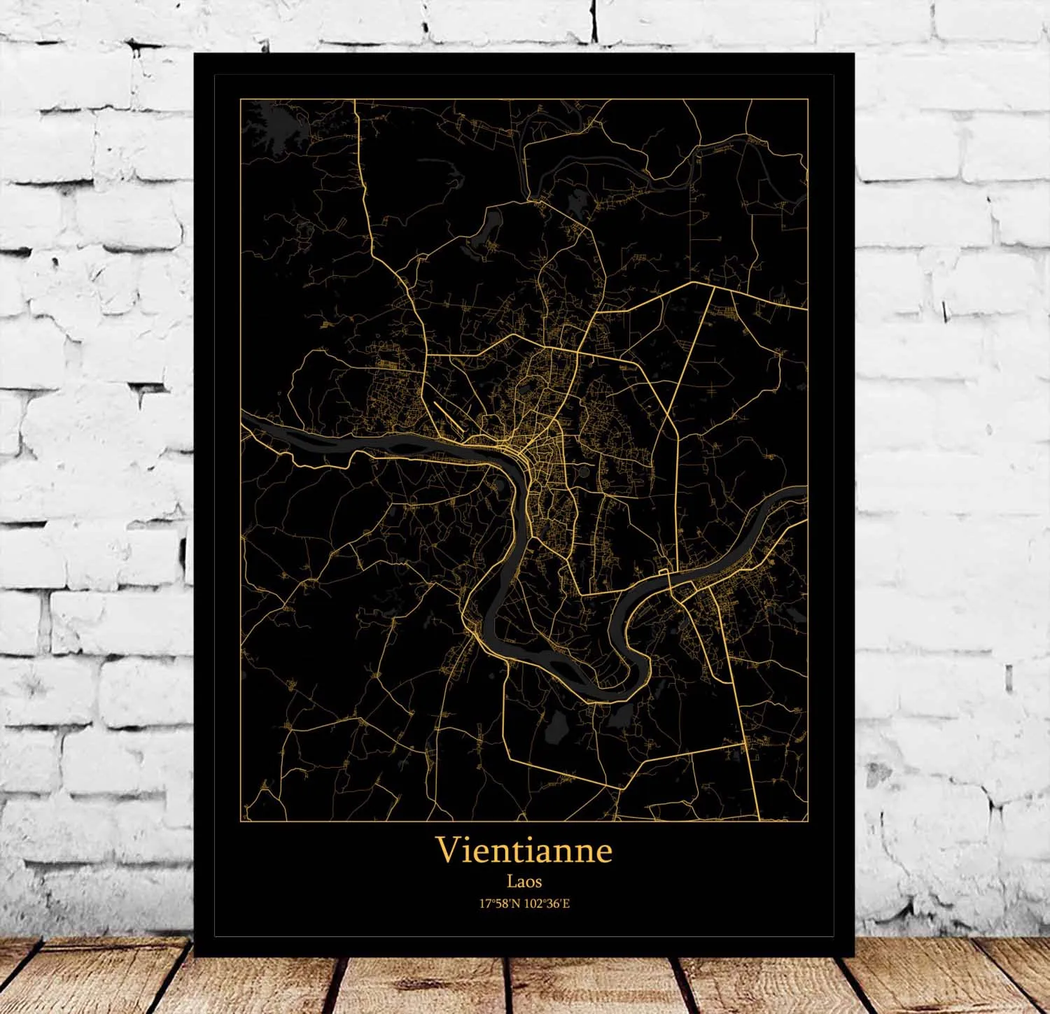 

Vientianne Laos Map Poster