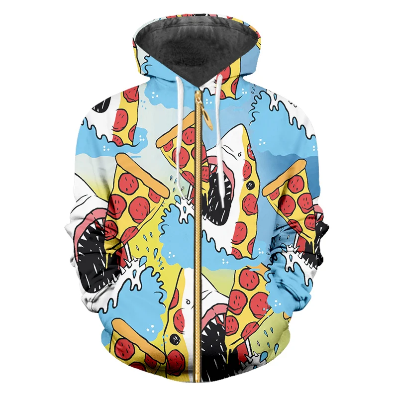 OGKB новая толстовка на молнии для женщин/мужчин с забавным принтом акулы едят