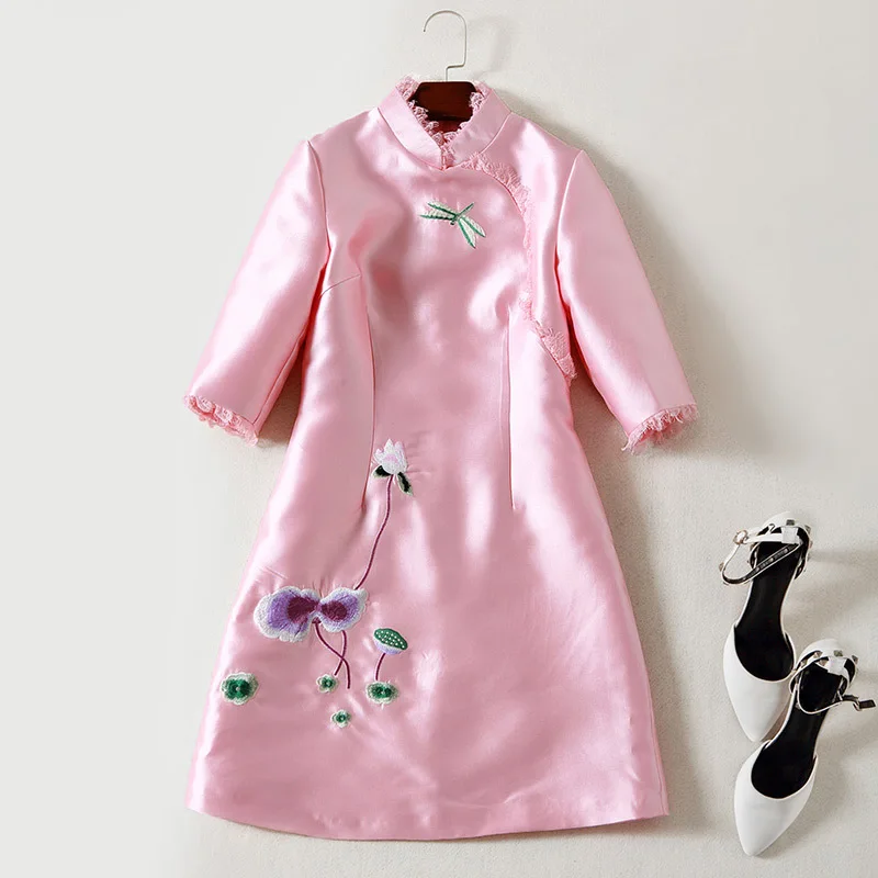 2018 сезон весна лето Платье из новой коллекции элегантность в рукавом Cheongsam