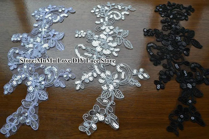 10 шт./лот белая аппликация с блестками кружевная нашивка цветок сделай сам