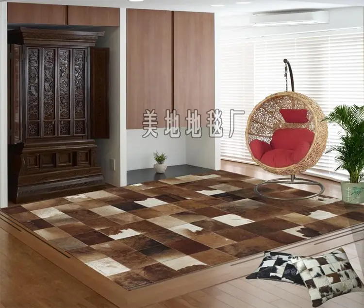 

2018 free shipping 100% natural genuine cow leather aubusson needlepoint rugs