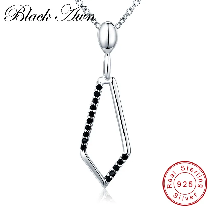 

[BLACK AWN] 925 Sterling Silver Jewelry Trendy Engagement Necklace for Women Wedding Necklaces Pendants P135