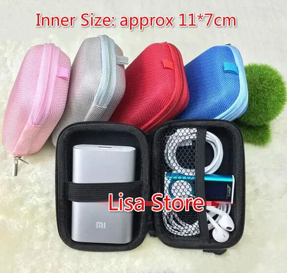 

10pcs Zipper Thicker 11*7cm Power Bank Phone Storage Cable Bag Carrying Hard Hold Case For Earphone Headphone Earbuds Card Bag