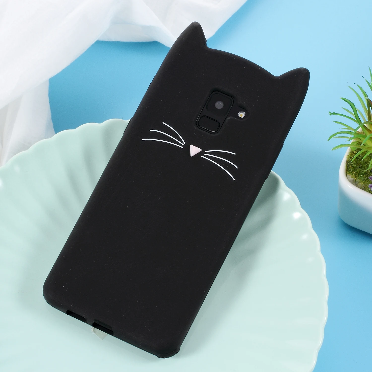 Dulcii милые 3D усы кошка силиконовый чехол для samsung Galaxy A8 + (2018) розовый 8 плюс 2018