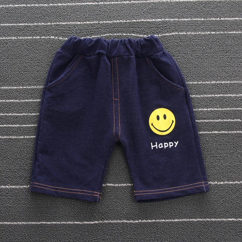 2019 New summer Baby Infants Boys Smile face letter print t-shirt Tops+cartoon shorts 2pcs Clothing Sets | Детская одежда и обувь