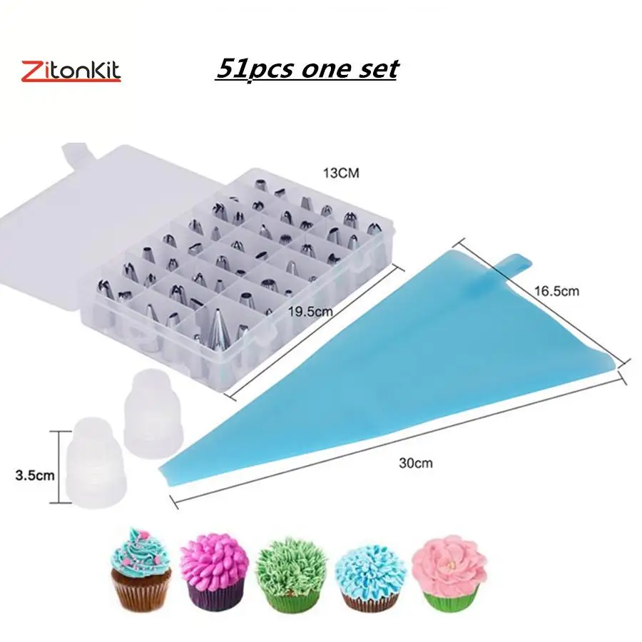 51 шт Сопла трубопроводов Сумочка в комплекте Нержавеющая сталь Кондитерские глазури крем для декорирования торта силикона многоразовые ...