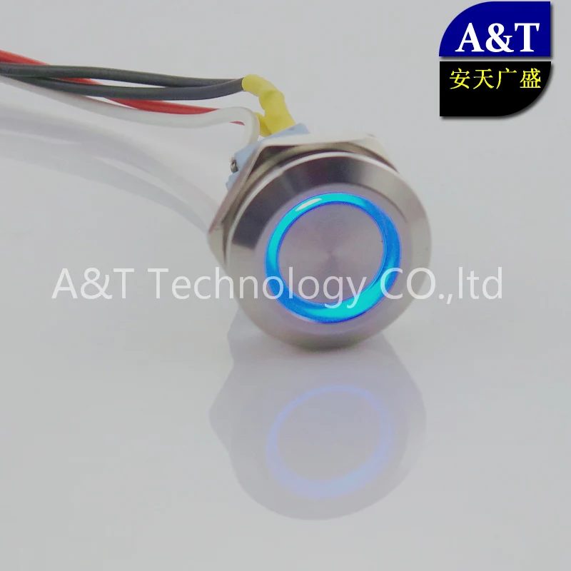 19 мм Три цвета RGB LED мгновенное включение кнопка выключения 12 В 24 220 красный синий