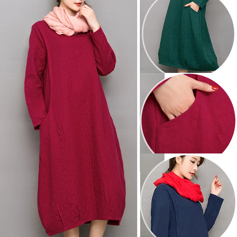 2016 женская мода осень Хлопок Белье Платья женские V-образным Вырезом С Длинным