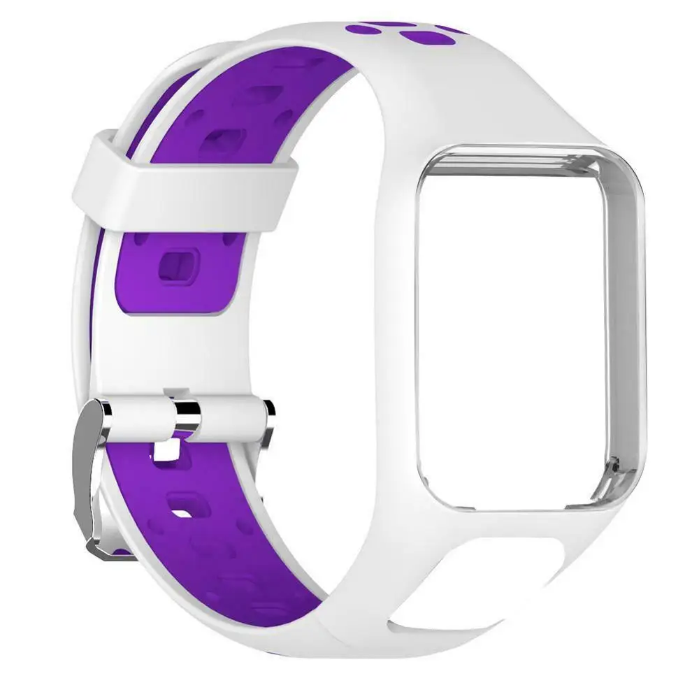 White Purple Сменный силиконовый ремешок для часов TomTom 2 3 Series Runner 2 3 Spark Golfer 2 Adventurer наручный ремешок gps часы фитнес Тра - Цвет: White Purple