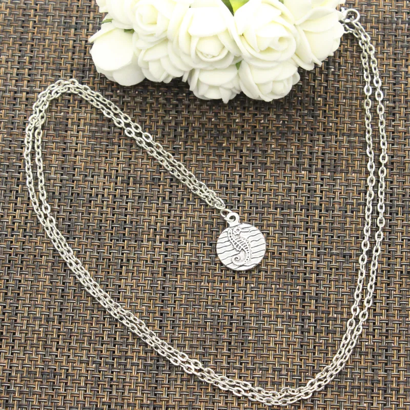 Новые модные гиппокамп морской конек диск Подвески круглый крест цепи Короткие