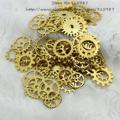 Оптовая Торговля Микс 100 штук Античные Золотые Амулеты Детали Шестеренки