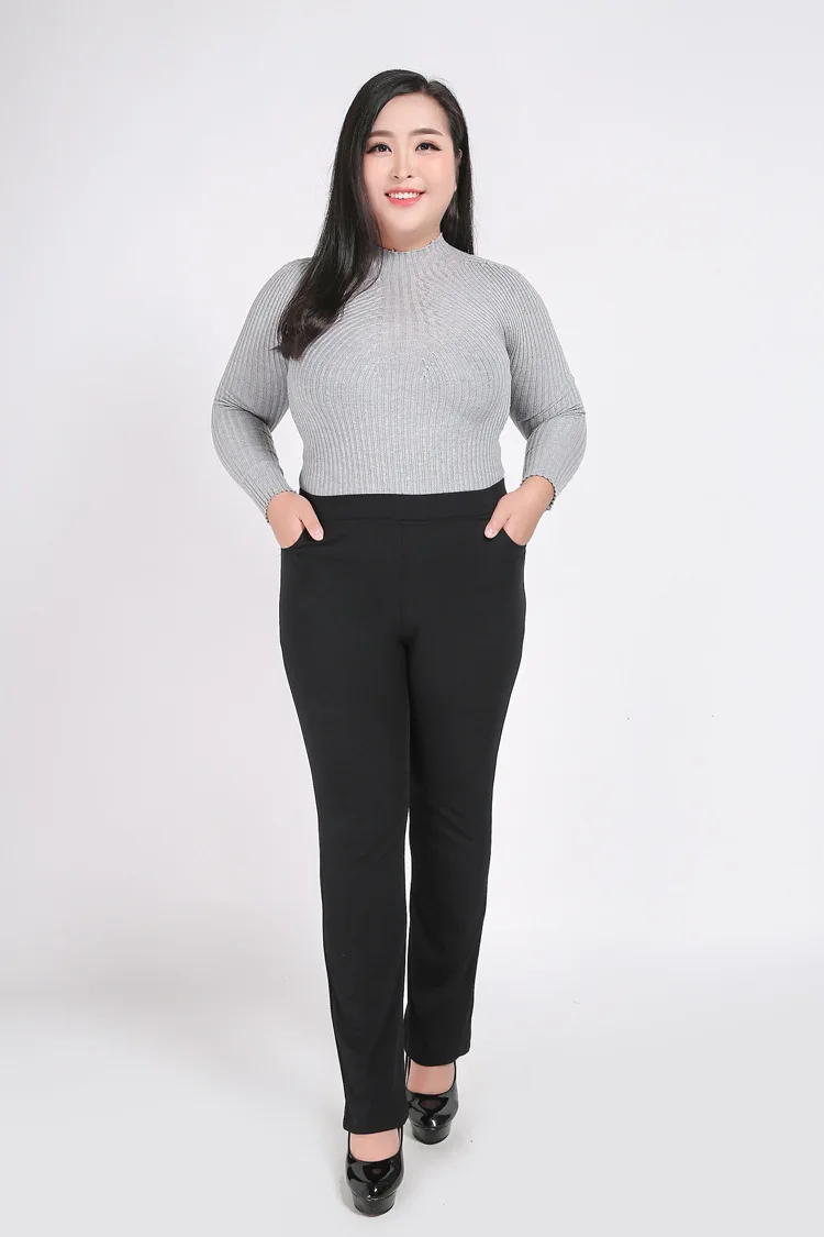 Женские деловые брюки черного цвета размера плюс 5XL 7XL, женские прямые брюки черного цвета, женские брюки большого размера YH07