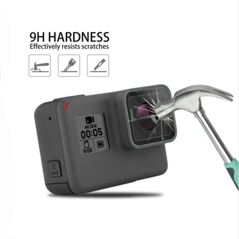 Защитный чехол из закаленного стекла для GoPro Go pro Hero 5 6 7 Hero5 Hero6 Hero7 черный объектив