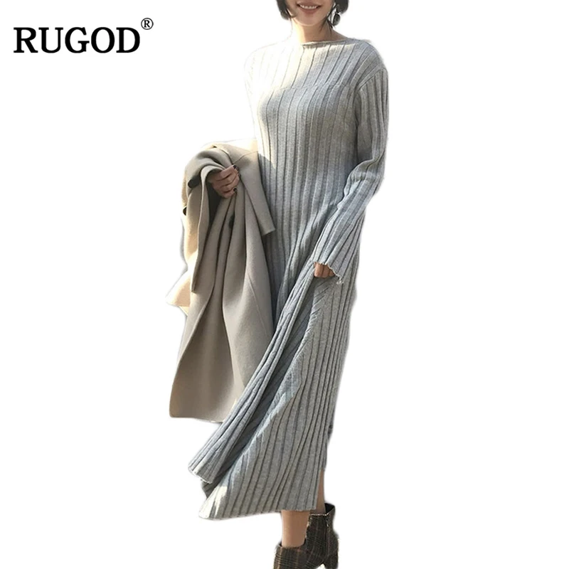 RUGOD 2018 женское Повседневное платье свитер на весну и зиму модное облегающее