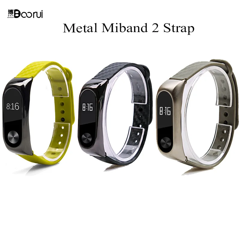 Цветной ремешок mi band 2, волоконные силиконовые ремешки со стальным металлическим чехлом, чехол с покрытием, регулируемый ремешок на запястье для xiaomi mi 2 band