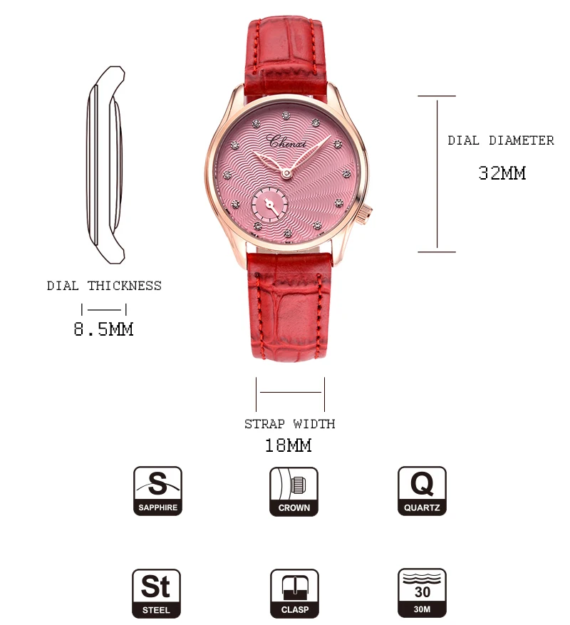 Женские кварцевые часы CHENXI повседневные с асимметричным циферблатом кожаные