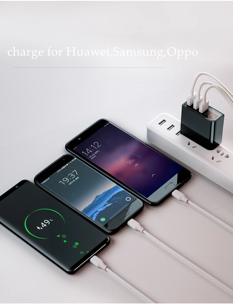 GUSGU 3 порта USB зарядное устройство для мобильного телефона светодиодный дисплей 3.4A универсальное быстрое зарядное устройство для iPhone samsung US Plug