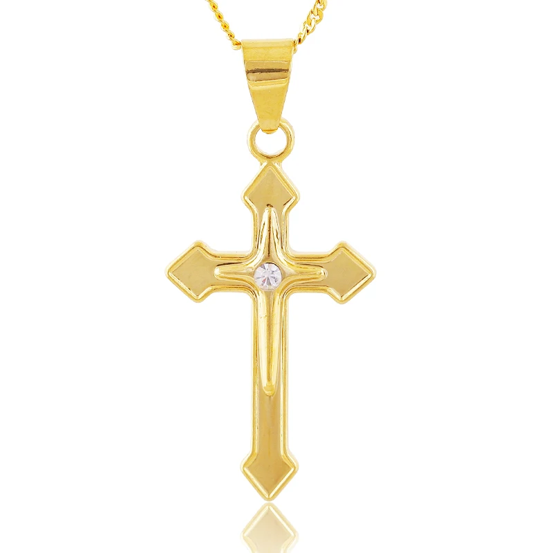 Pure Snow Latin Cross Pendant Trendy Cubic Zirconia Gold Color Wholesale Crystal Pendants For Women/Men Jewelry | Украшения и