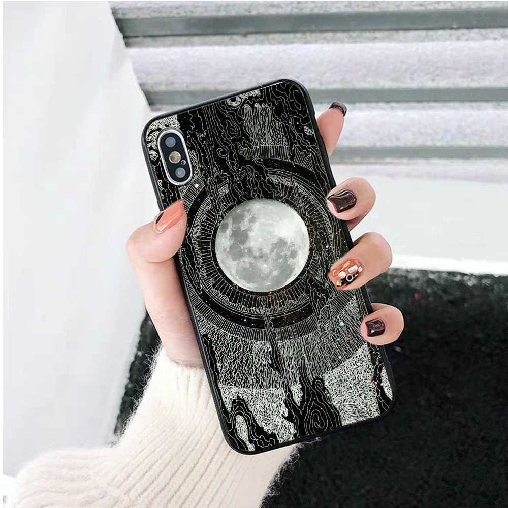 Черный силиконовый чехол Sun and moon для iPhone 5 5S 6 6S Plus 7 8 11 Pro X XS Max XR|Бамперы| |