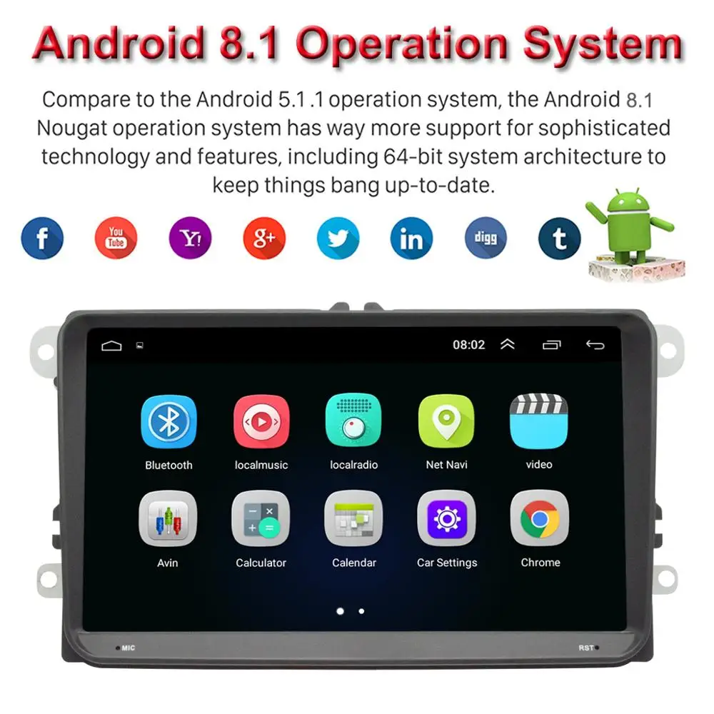 9 &quotAndroid 1 Автомобильный мультимедийный плеер Радио Стерео GPS WIFI/4G MP5 Playr для VW