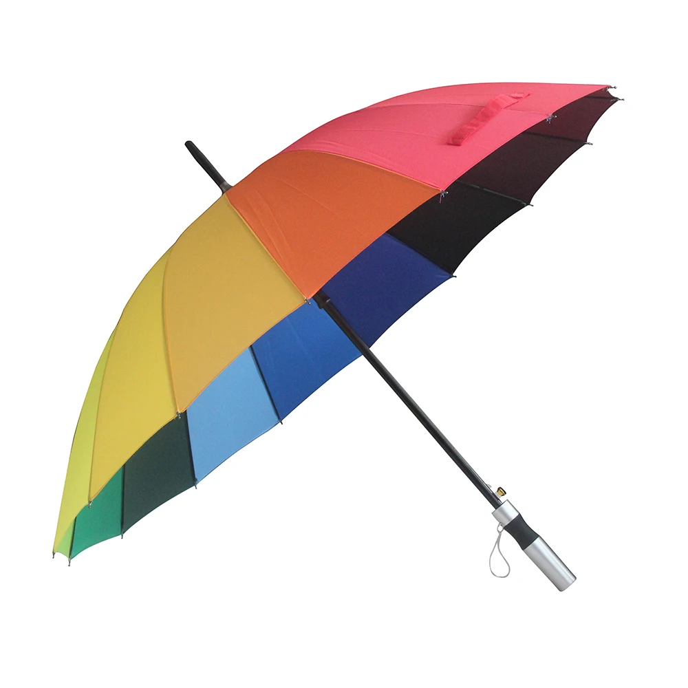 16 bone rainbow umbrella long handle windproof straight colorful JJ-LLYS1 | Дом и сад