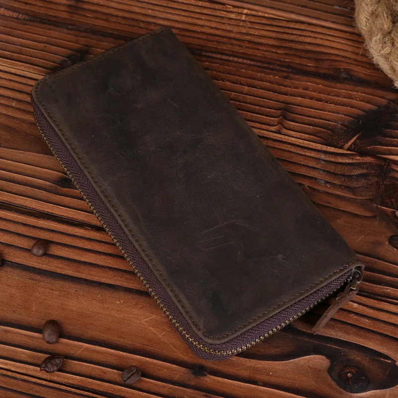 Men Long Wallet Genuine Leather Male Clutch Wallets For Men Bifold Money Bags Slim Purse Fashion Coin Pocket Phone Card Holder