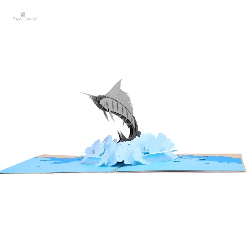 Бумажные открытки SPIRITZ Sailfish лазерная 3D вырезанная бумажная открытка с конвертом