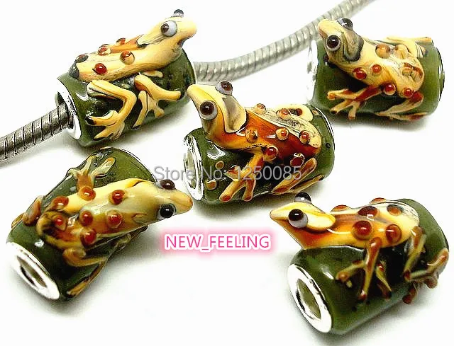 10 шт. модные высококачественные стеклянные шарики в форме ящерицы зеленого цвета