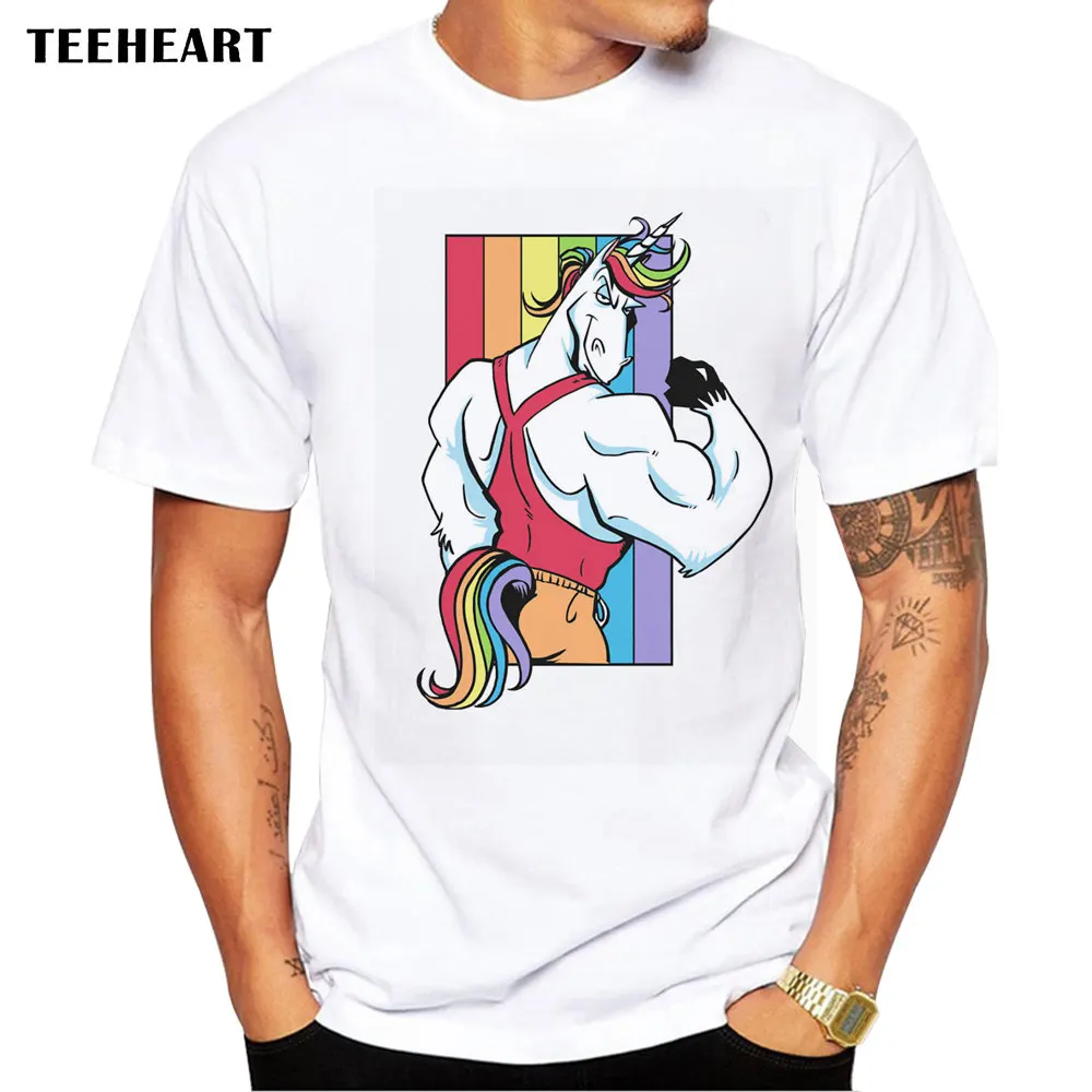 2017 летняя музыкальная Радуга Единорог Футболка для мужчин с круглым вырезом