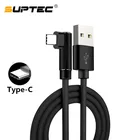 USB-кабель SUPTEC Type-C для быстрой зарядки, 90 градусов, L-образный кабель для передачи данных, зарядное устройство для Samsung S8, S9 Plus, Xiaomi mi5, mi6, Huawei P10, P9
