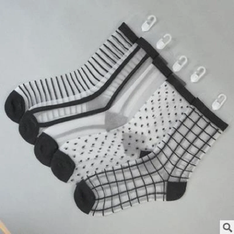 20 PCS = 10 pairs Fishnet Summer Socks Mixed Fiber Transparent Stretch Elasticity Ankle Net Yarn Thin Women Cool Socks