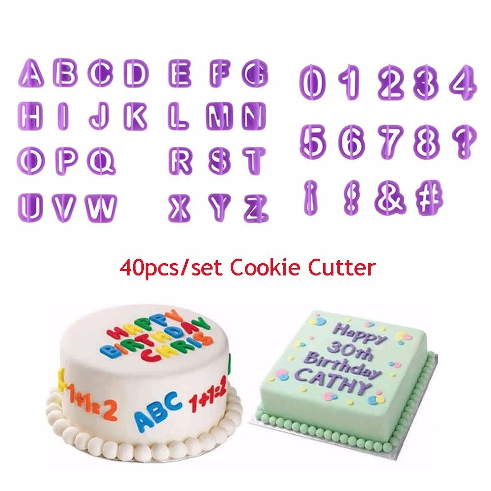 40 Pcs 10/26 шт. верх и прописные и строчные буквы алфавита для нарезки печенья в виде DIY Весна тиснение формы Fondant(сахарная) резак для выпечки кекса украшения торта - Цвет: 40 Pcs
