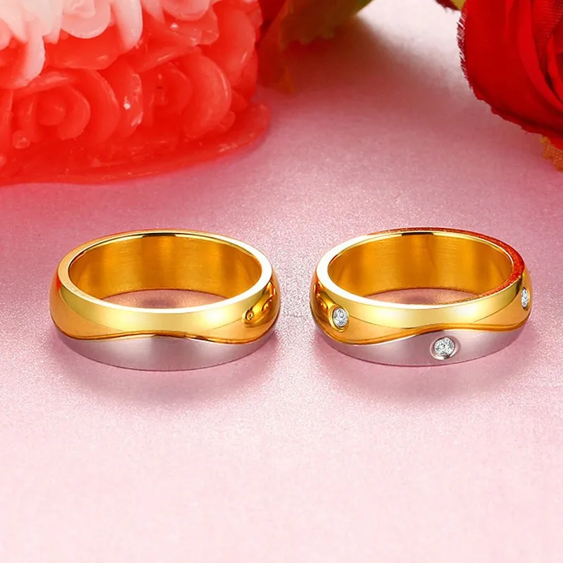 Vnox Обручальные кольца кольцо золото Цвет камень cz Кольца для Для женщин/Для
