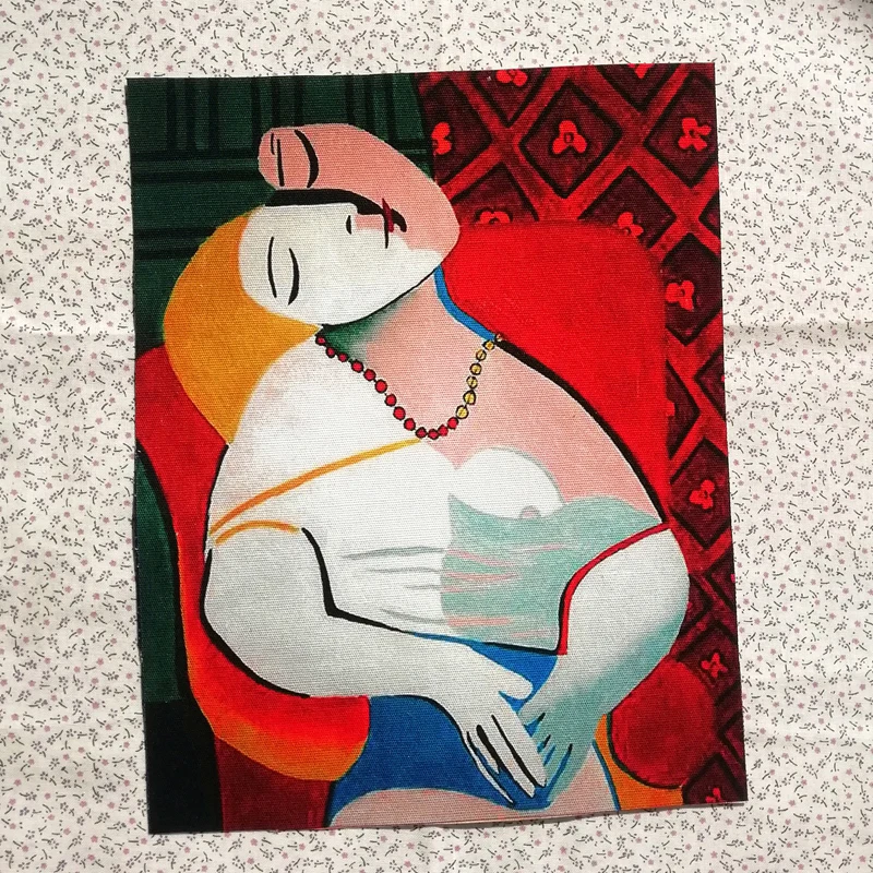 3pcslot 20*25cm Oil Painting Cotton Canvas Fabric For Sewing Decoration Positioning Cloth Scream Design Print Picasso - купить по