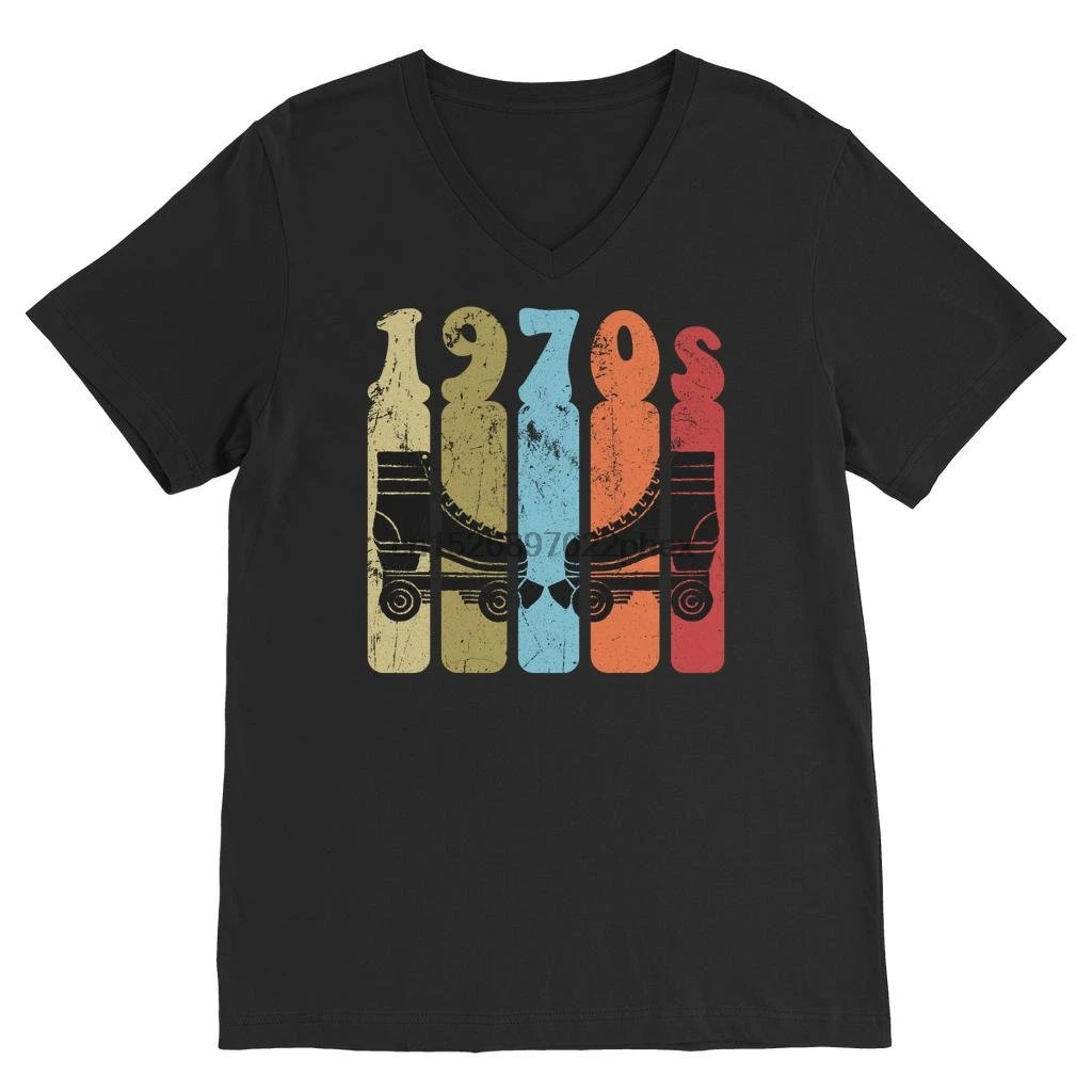 Roller Skates 70s Disco Derby Retro Vintage Worn Classic V-Neck T-Shirt men t shirt | Мужская одежда