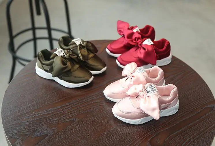 2019New fashion children's shoes spring and autumn girl's bowknot recreational shoes children's shoes breathable athletic shoes