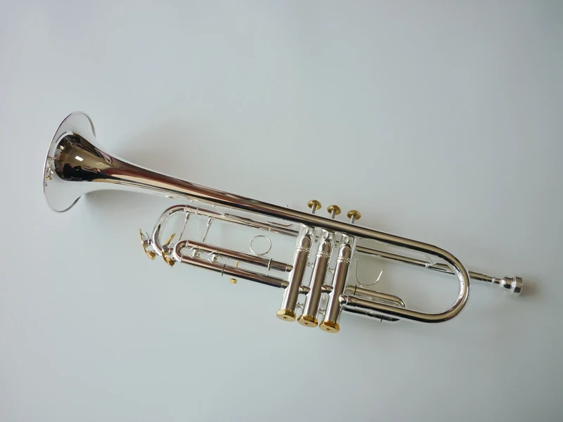 BULUKE Trumpet without drawing silver covered surface golden key high quality drop B trumpet with leather case | Спорт и развлечения