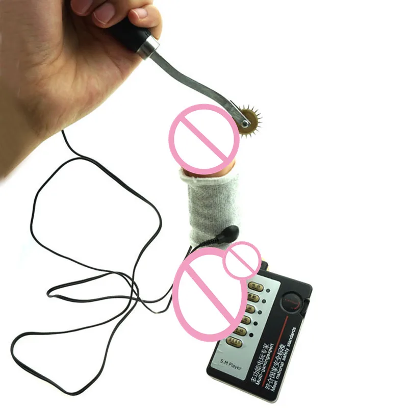 Электрический шок иглы Колесные Ролики + Пенис рукава кольцо медицинские