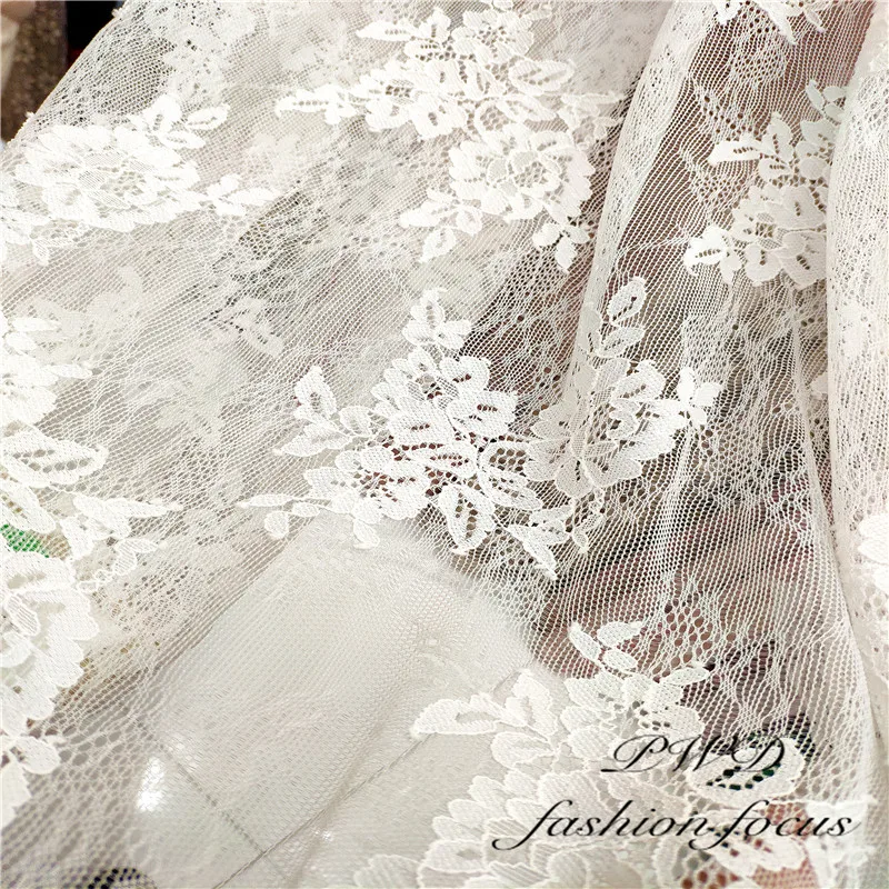 

classical design nylon dress eyelash soft white french bilateral chantilly lace fabric