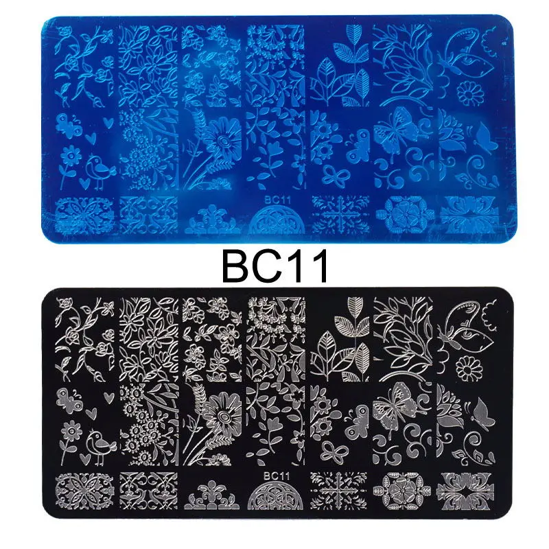 BC11 6x12 см 20 видов цветов, Мультяшные кружева, сделай сам, Гель-лак, штамповка для дизайна ногтей, штамп, шаблоны, маникюрные трафареты для ногтей, инструмент для переноса, Новинка - Цвет: BC11