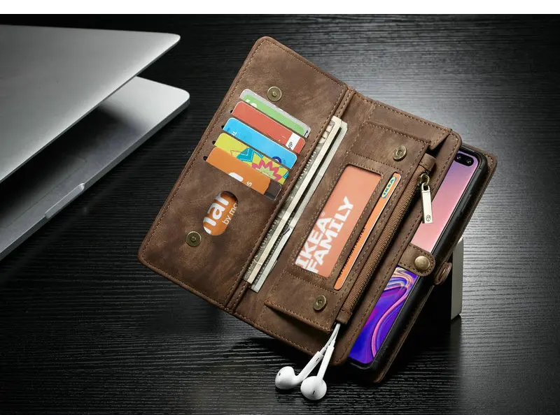 CaseMe кошелек на молнии для телефона samsung Galaxy Note 10 многофункциональные съемные чехлы для карт Galaxy S8 S9+ Note 8 9 S10 e